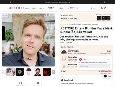 iRESTORE Skincare landing page