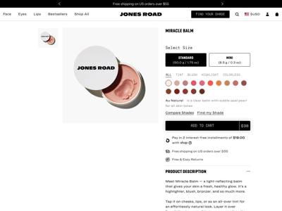 Jones Road Beauty landing page