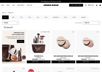 Jones Road Beauty landing page