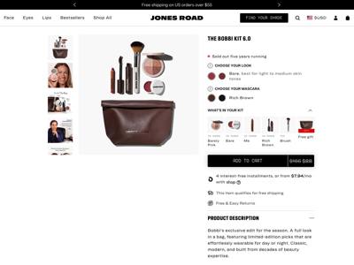 Jones Road Beauty landing page