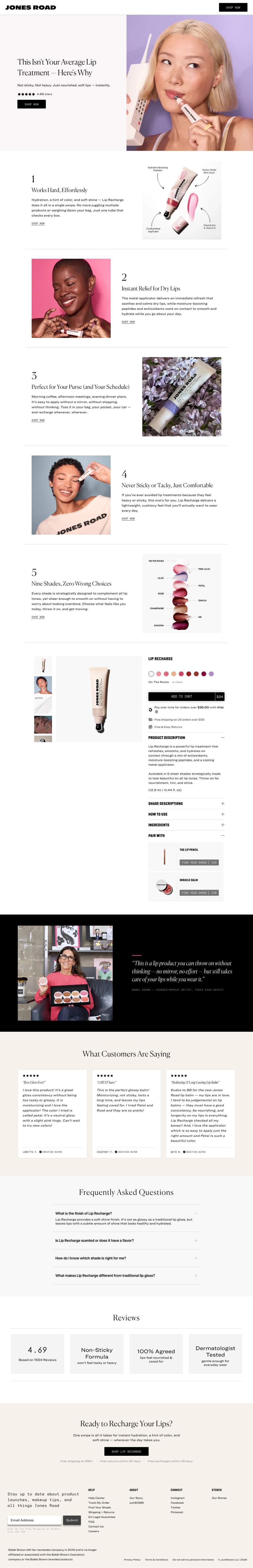 Jones Road Beauty landing page: This Isn't Your Average Lip Treatment — Here's Why