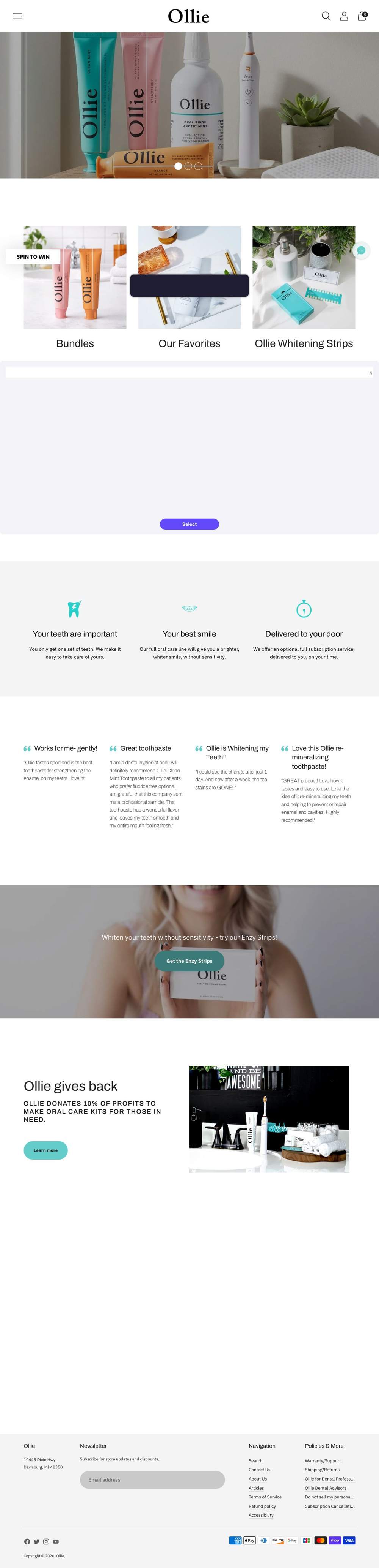 OllieSmile landing page: Ollie