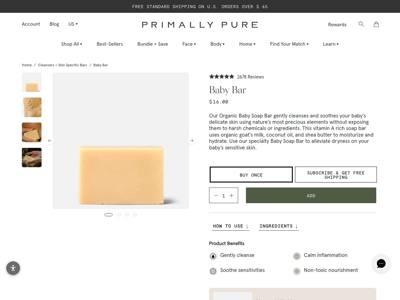 Primally Pure Skincare landing page