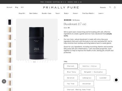 Primally Pure Skincare landing page