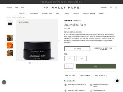 Primally Pure Skincare landing page
