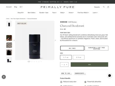Primally Pure Skincare landing page