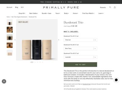 Primally Pure Skincare landing page