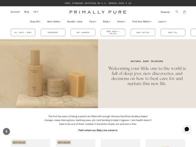 Primally Pure Skincare landing page