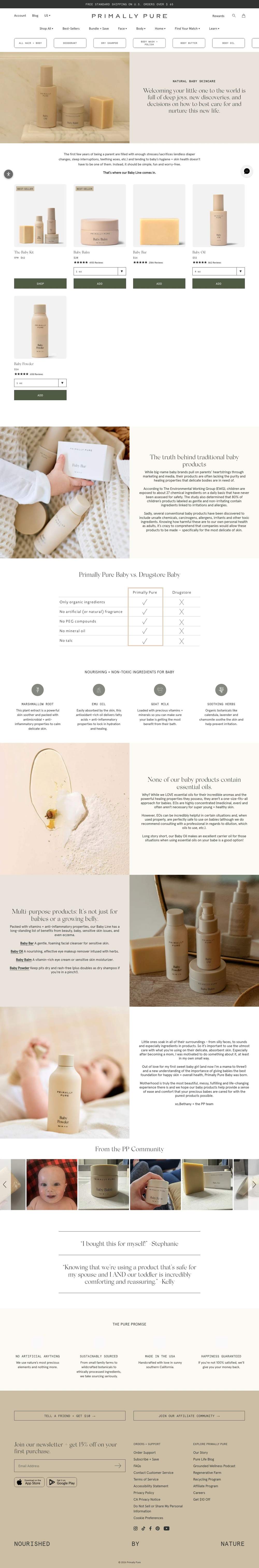 Primally Pure Skincare landing page: BABY | natural baby products - Primally Pure Skincare