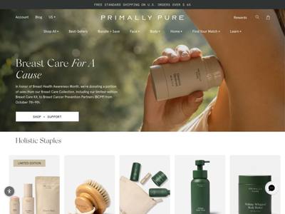 Primally Pure Skincare landing page