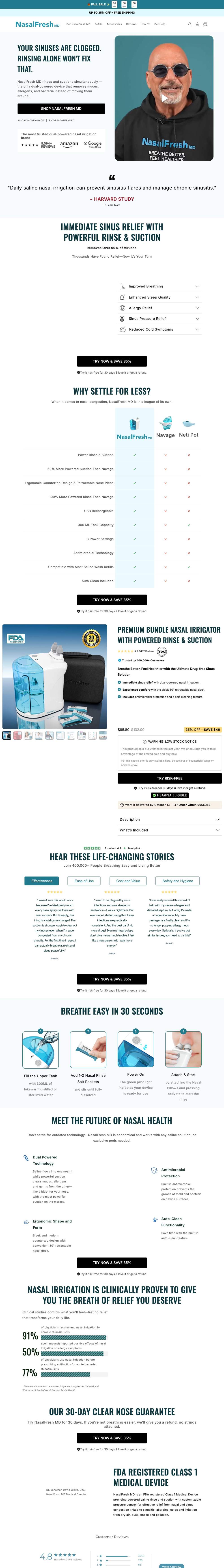 NasalFresh MD landing page: NasalFresh MD