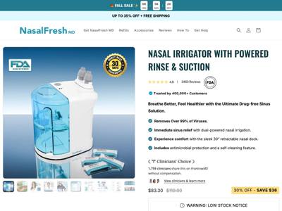 NasalFresh MD landing page