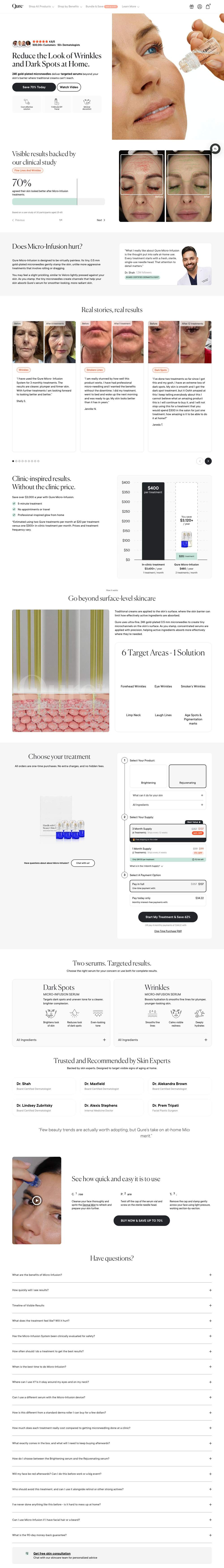NasalFresh MD landing page: Reduce the Look of Wrinkles and Dark Spots at Home.
