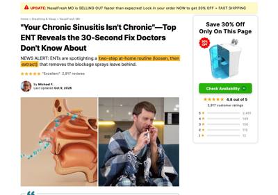 NasalFresh MD landing page