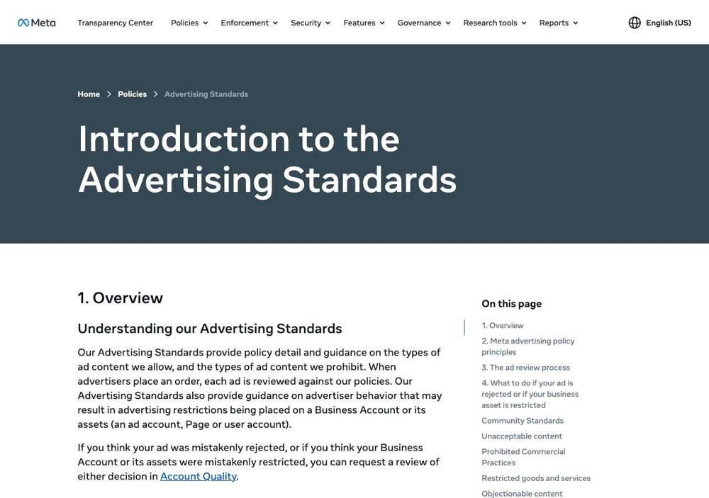 NasoFlow landing page: Introduction to the Advertising Standards