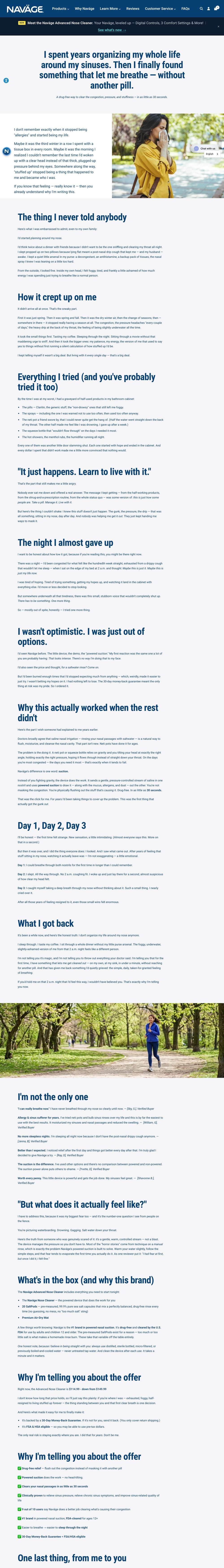 Navage landing page: Only $14.99 more for Advanced Suction Technology