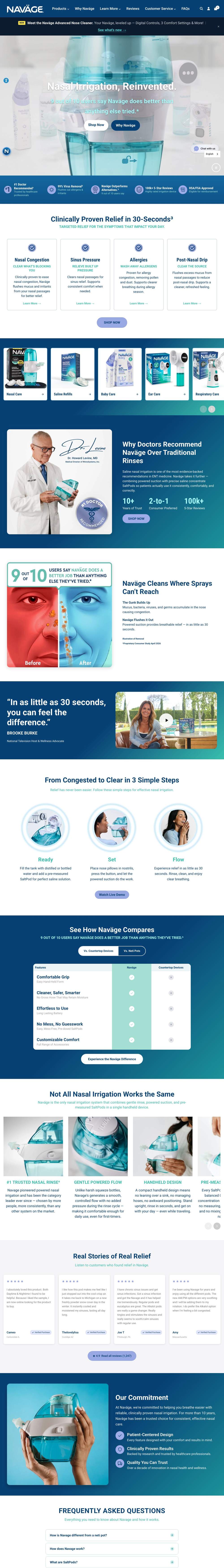 Navage landing page: Naväge Nasal Care