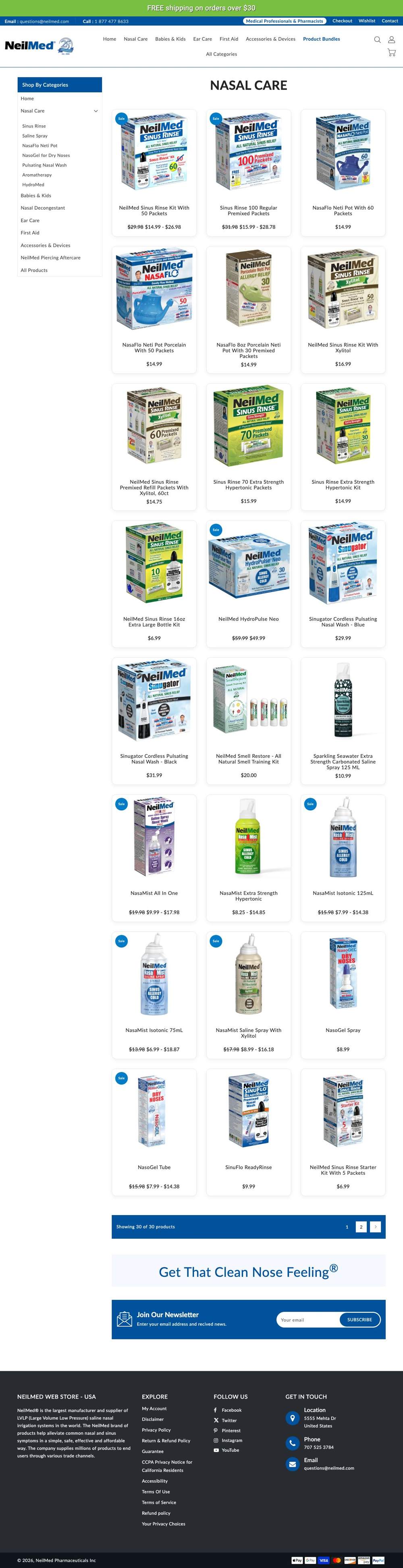 NeilMed Sinus Rinse landing page: Nasal Care