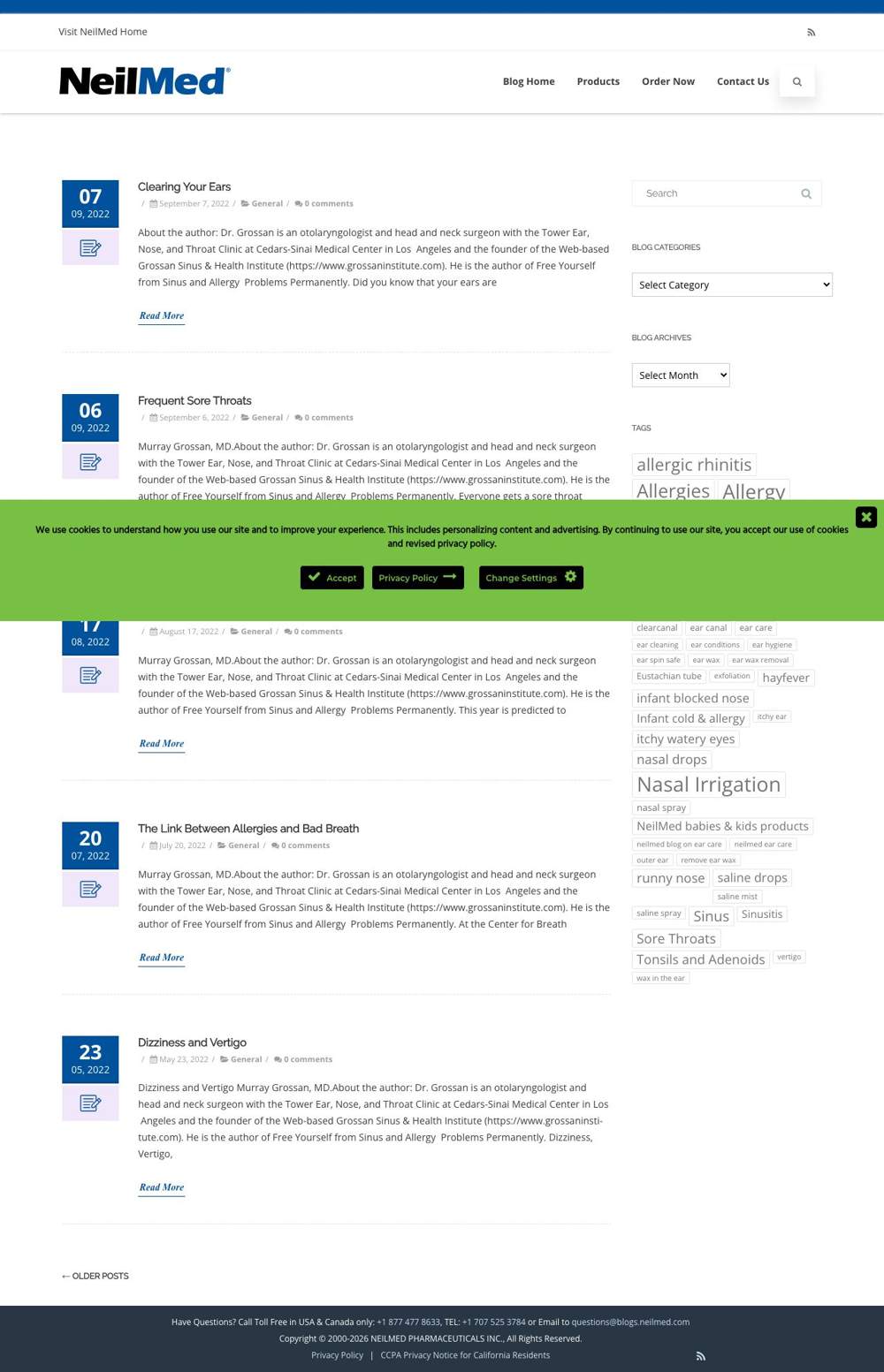 NeilMed Sinus Rinse landing page: Clearing Your Ears