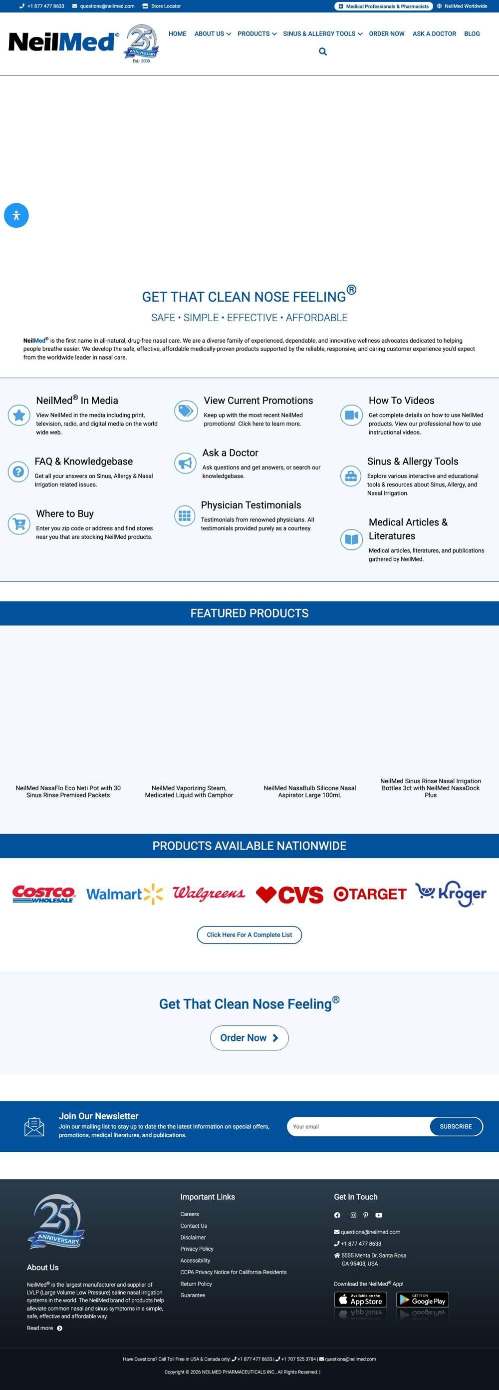 NeilMed Sinus Rinse landing page: GET THAT CLEAN NOSE FEELING®
