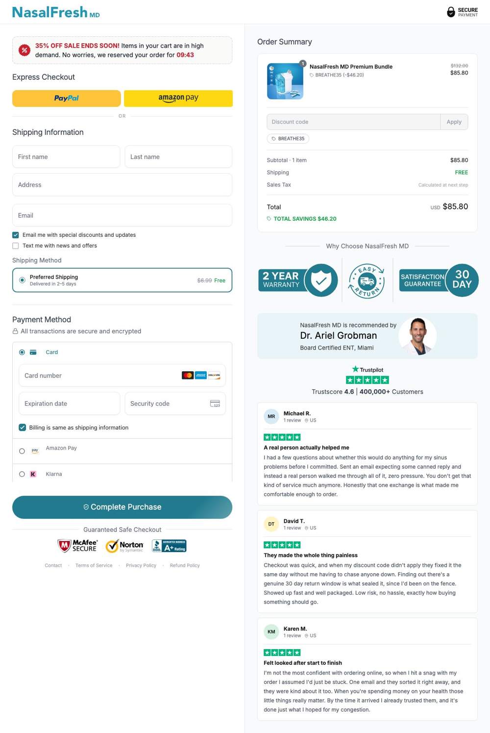Shannon Lynn Boyce landing page: Express Checkout