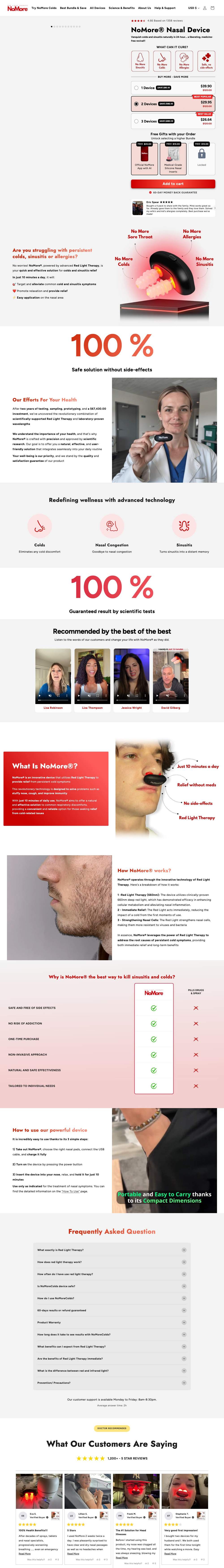 TryNoMore landing page: NoMore® Nasal Device