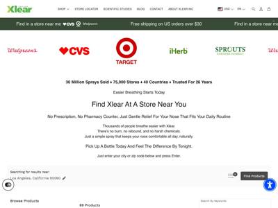 Xlear landing page