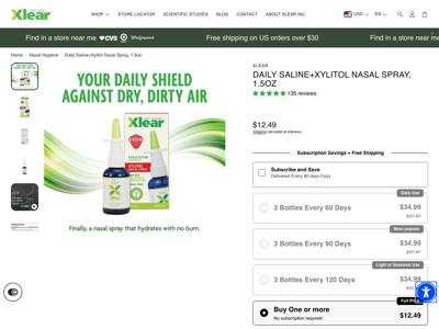 Xlear landing page