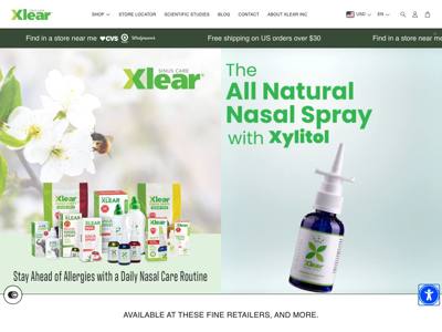 Xlear landing page