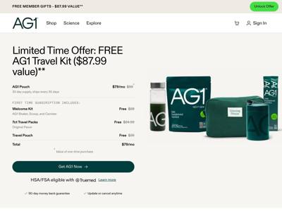 AG1 by Athletic Greens landing page