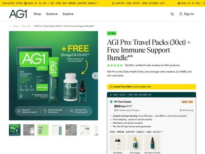 AG1 by Athletic Greens landing page