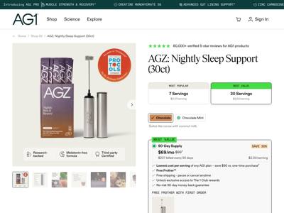 AG1 by Athletic Greens landing page