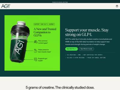 AG1 by Athletic Greens landing page