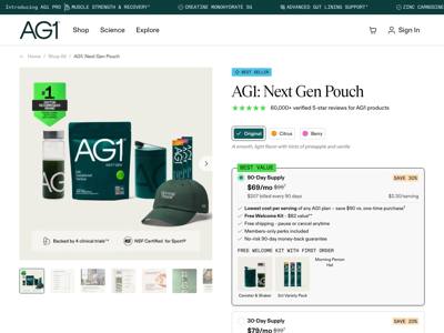 AG1 by Athletic Greens landing page