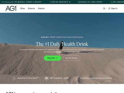 AG1 by Athletic Greens landing page