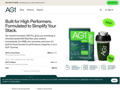 AG1 landing page