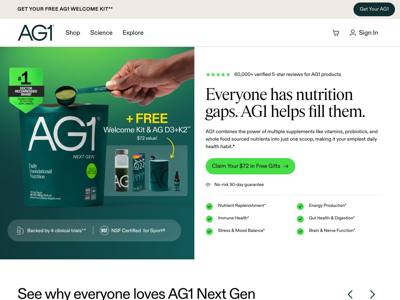 AG1 landing page