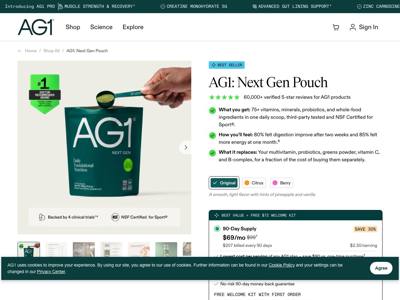 AG1 landing page