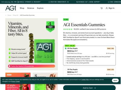 AG1 landing page