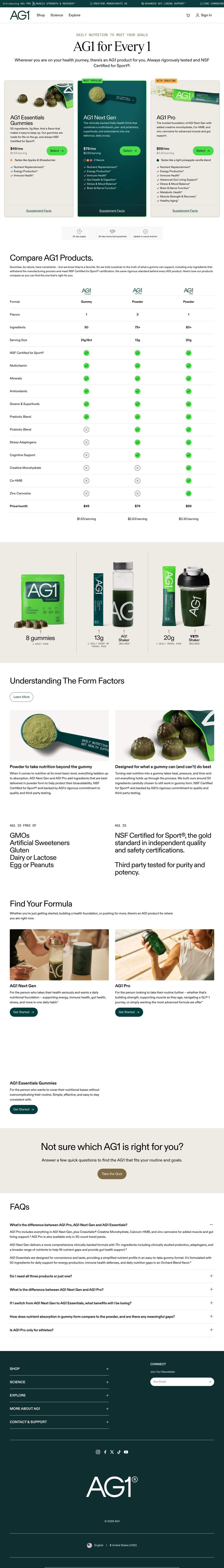 AG1 landing page: 