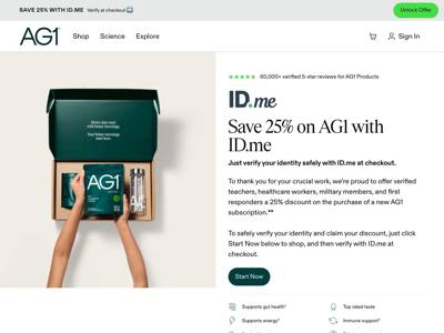 AG1 landing page
