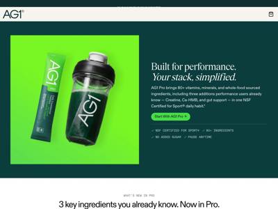 AG1 landing page