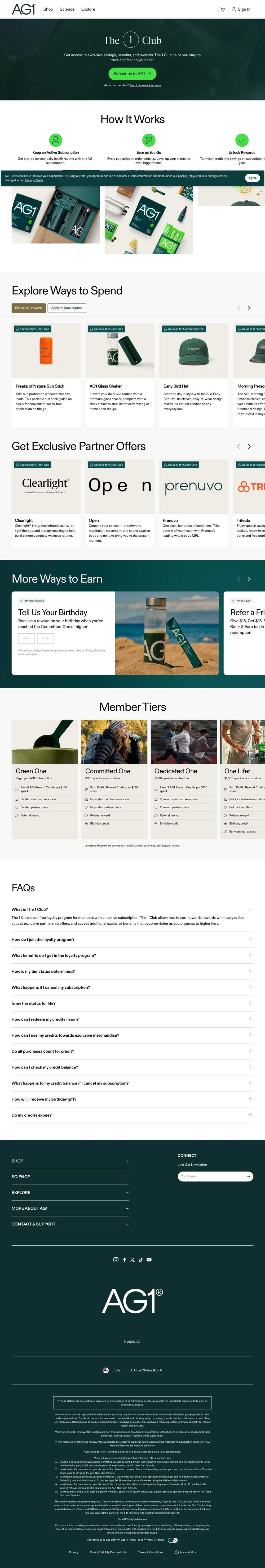 AG1 landing page: FAQs