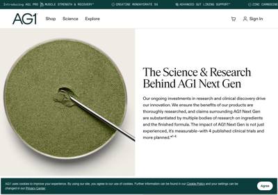 AG1 landing page