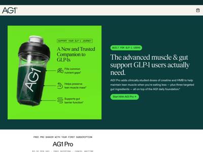 AG1 landing page