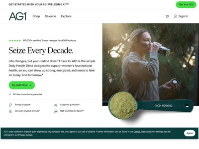 AG1 landing page