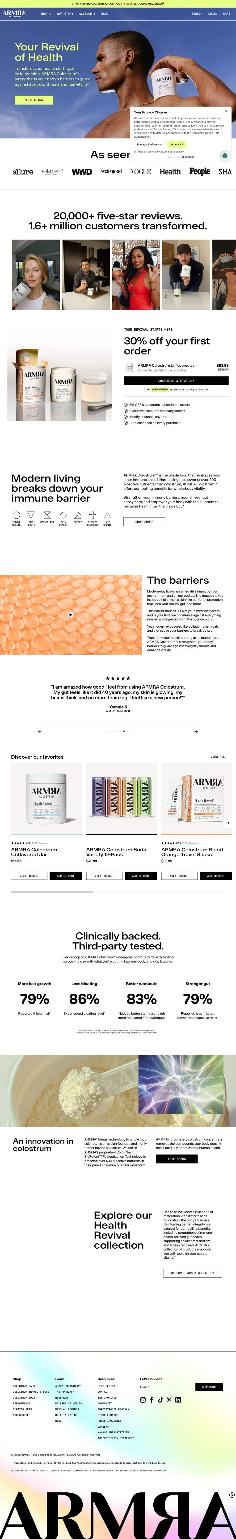 ARMRA landing page: ARMRA Colostrum