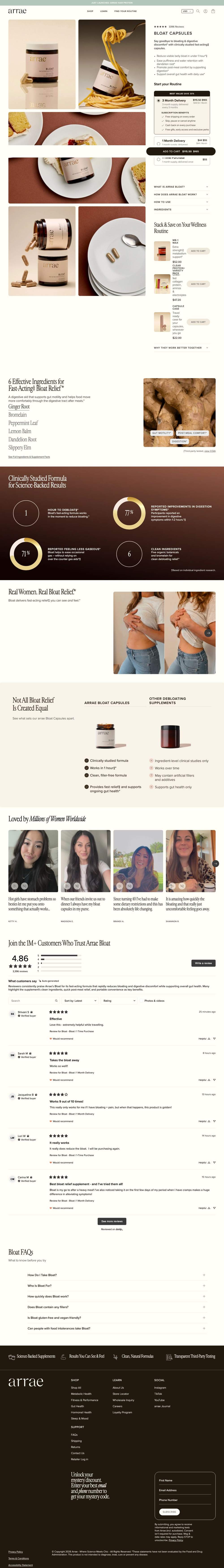 Arrae landing page: Your Cart(0)