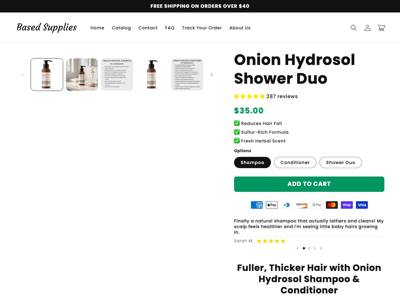 Based Supplies landing page
