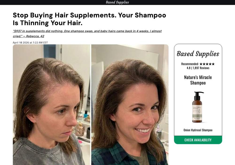 Based Supplies landing page: shampoo 2 – Based Supplies